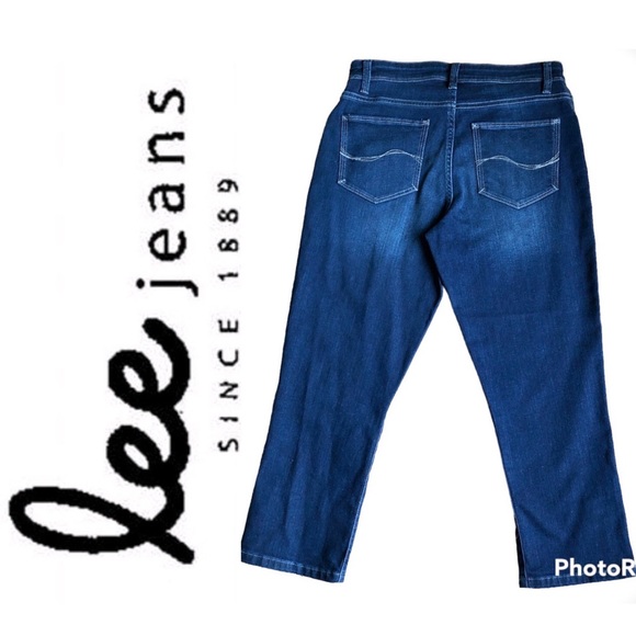 LEE Modern Series Capri Jeans Jayla Button Hem Midrise Fit Blue Size 6 Women’s - Picture 4 of 16